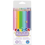 Карандаши цветные Carioca "Pastel", 12цв., заточен., ПВХ, европодвес