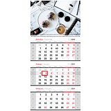 Календарь квартальный 3 бл. на 1 гр. OfficeSpace "Coffee break", с бегунком, 2021г.