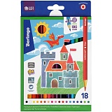 Карандаши цветные Berlingo "SuperSoft. Замки", 18цв., заточен., картон, европодвес