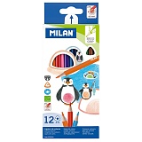 Карандаши цветные Milan "231", 12цв., трехгран., заточен., картон, европодвес