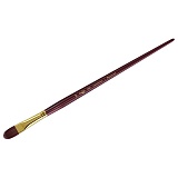 Кисть художественная синтетика бордовая Гамма "Вернисаж", плоскоовальная №24, длинная ручка