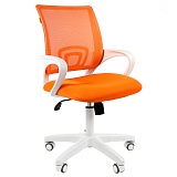 Кресло оператора Chairman 696 white, ткань оранжевая/сетка оранжевая, механизм качания,белый пластик