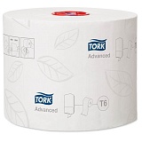 Бумага туалетная Tork "Advanced"(Т6) 2-слойная, Mid-size рулон, 100м/рул, мягкая, тиснение, белая