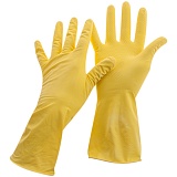 Перчатки резиновые Dr. Clean хозяйственные, р.М, желтые, пакет  с европодвесом