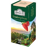 Чай Ahmad Tea "Strawberry Cream", черный, с аром. клубники со сливками, 25 фольг. пакетиков по 1,5г