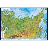 Карта "Россия" физическая Globen, 1:7,5млн., 1160*800мм, интерактивная, с ламинацией, европодвес