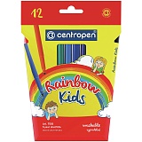 Фломастеры Centropen "Rainbow Kids", 12цв., трехгранные, смываемые, картон, европодвес