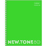 Тетрадь 80л., А5, клетка на гребне Hatber "NEWtone Neon. Лайм", 80г/м2,пластик.обложка,перфор.