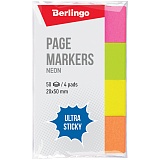 Флажки-закладки Berlingo "Ultra Sticky", 20*50мм, 50л*4 неоновых цвета