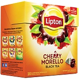Чай Lipton "Cherry Morello", черный, с вишней, 20 пакетиков-пирамидок по 1,7г