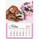 Календарь отрывной на магните 95*135мм, склейка, OfficeSpace "Mono - Милый щенок", 2021г