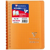 Записная книжка А6 50л. на гребне Clairefontaine "Koverbook", 90г/м2, пластик. обложка, карман, оранжевая