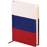 Ежедневник датированный 2021г., A5, 176л., кожзам, OfficeSpace "Flag", триколор