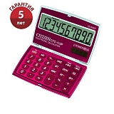 Калькулятор карманный Citizen CTC-110RDWB 10 разрядов, двойное питание, 63*106*14мм, бургунди