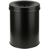 Ведро-контейнер для мусора (урна) Durable, 15л, с крышкой-кольцом, метал., черное