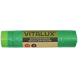 Мешки для мусора  60л КБ "VitaLux-био" биоразлагаемые, ПНД, 58*68см, 10мкм, 20шт., зеленые, в рулоне