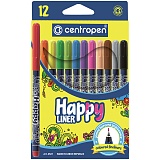 Набор капиллярных ручек Centropen "Happy Liner" 12цв., 0,3мм, европодвес