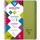 Бизнес-тетрадь 90л., А5+, клетка на гребне Clairefontaine "Evolutiv'Book", 90г/м2, пластик. обложка, зеленая