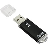 Память Smart Buy "V-Cut"   4GB, USB 2.0 Flash Drive, черный (металл.корпус)