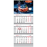 Календарь квартальный 3 бл. на 3 гр. OfficeSpace Standard "Ягодный десерт", с бегунком, 2021г.