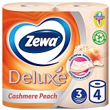 Бумага туалетная Zewa "Deluxe" 3-слойная, 4шт., тиснение, персиковая