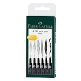 Набор капиллярных ручек Faber-Castell "Pitt Artist Pen" черные, 6шт., 0,1/0,3/0,5/0,7/2,5мм/Brush, европодвес