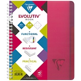Бизнес-тетрадь 90л., А5+, клетка на гребне Clairefontaine "Evolutiv'Book", 90г/м2, пластик. обложка, красная