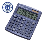 Калькулятор настольный Citizen SDC-812NR-NV, 12 разрядов, двойное питание, 102*124*25мм, темно-синий