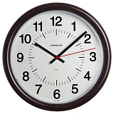 Часы настенные ход плавный, Troyka 21234211, круглые, 24*24*3, коричневая рамка