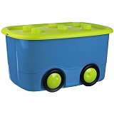 Ящик для игрушек Idea "Моби" на колёсах, 44л, с крышкой, 41,5*32*60см, бирюзовый