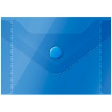 Папка-конверт на кнопке OfficeSpace, А7 (74*105мм), 150мкм, полупрозрачная, синяя